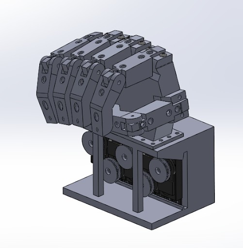 CAD screenshot of the robotic hand closing into a fist